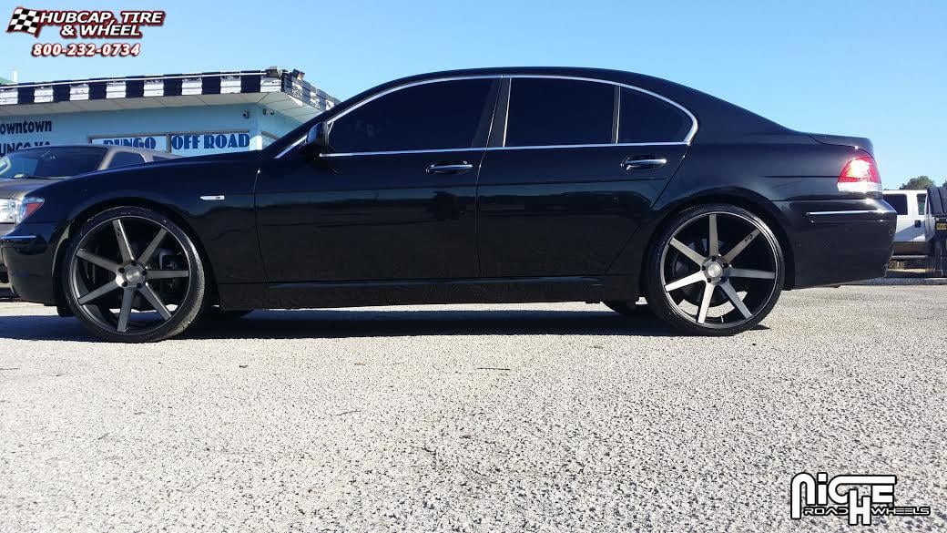 vehicle gallery/bmw 750i niche verona m150  Black & Machined with Dark Tint wheels and rims